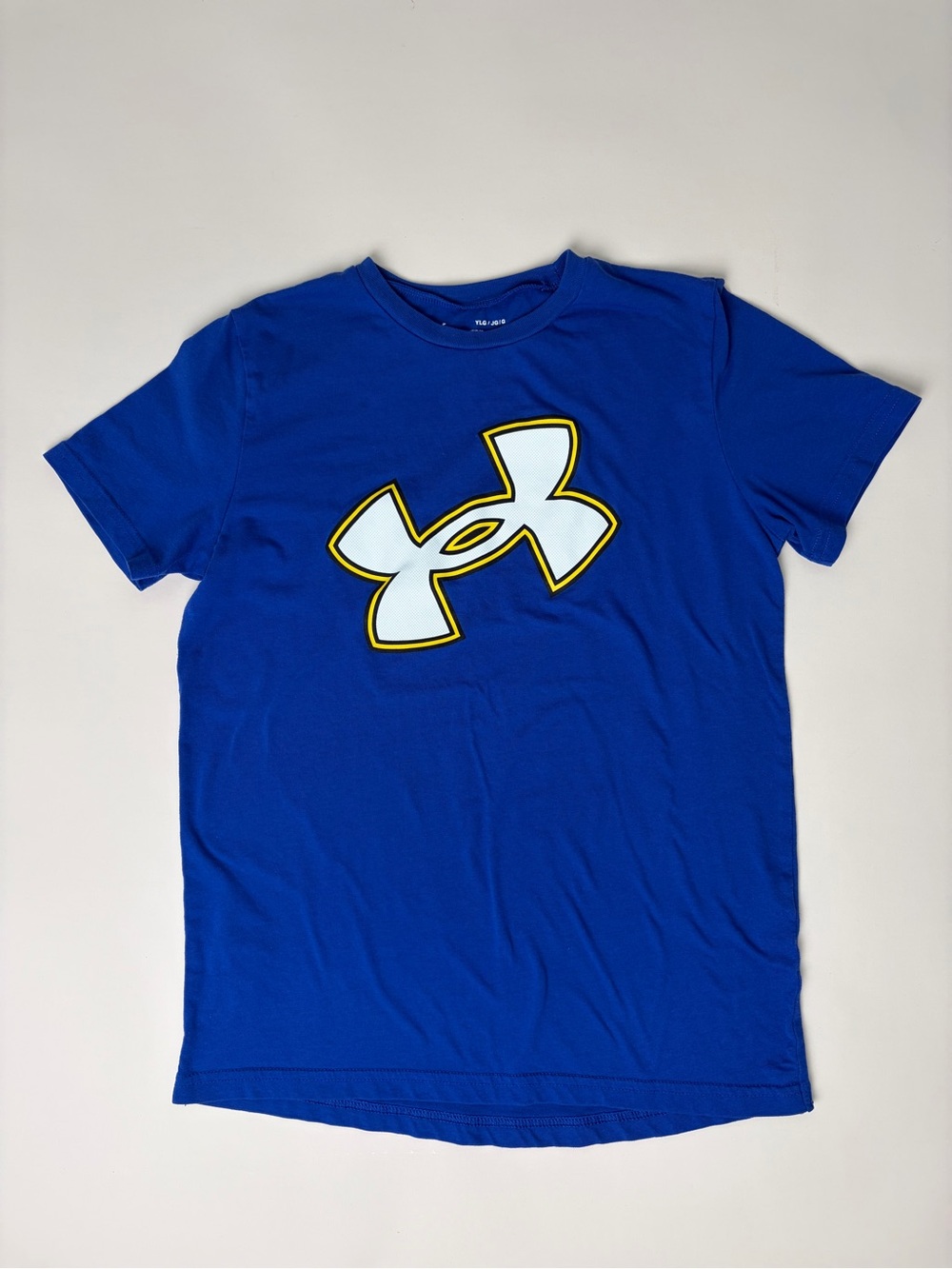 Under Armour Royal Blue Short Sleeve Logo Tee with Yellow-Trim Accent